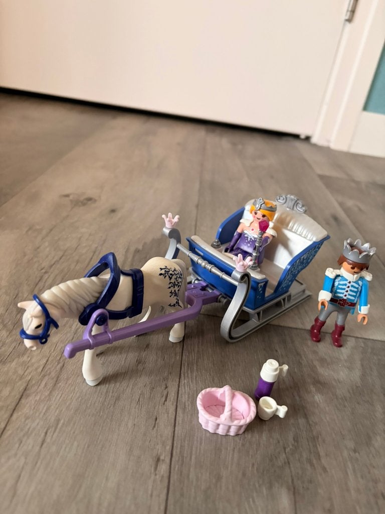 Playmobil 9474 Koninklijk paar met slee, Gebruikt, Complete set, Voertuig, Ophalen of Verzenden