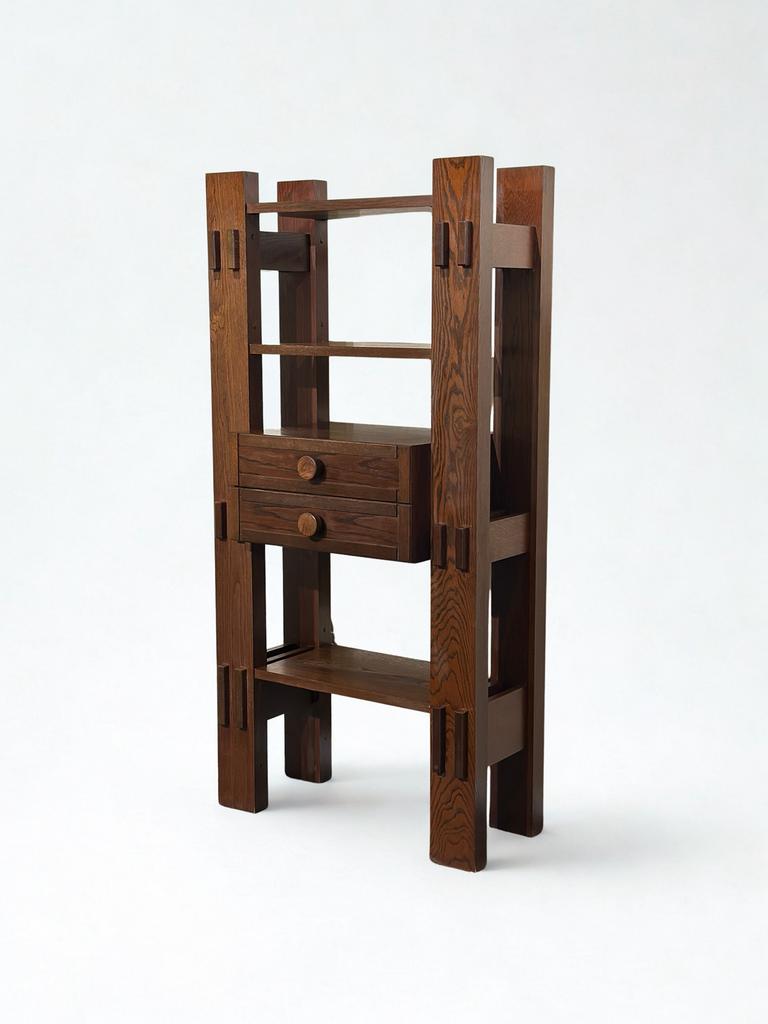 Vintage Brutalistische Boekenkast, Gebruikt, 150 tot 200 cm, 25 tot 50 cm, 50 tot 100 cm