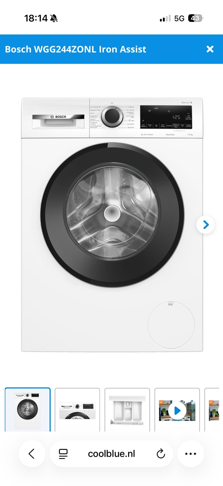 Foto 2 van Bosch WGG244Z0NL Iron Assist Wasmachine