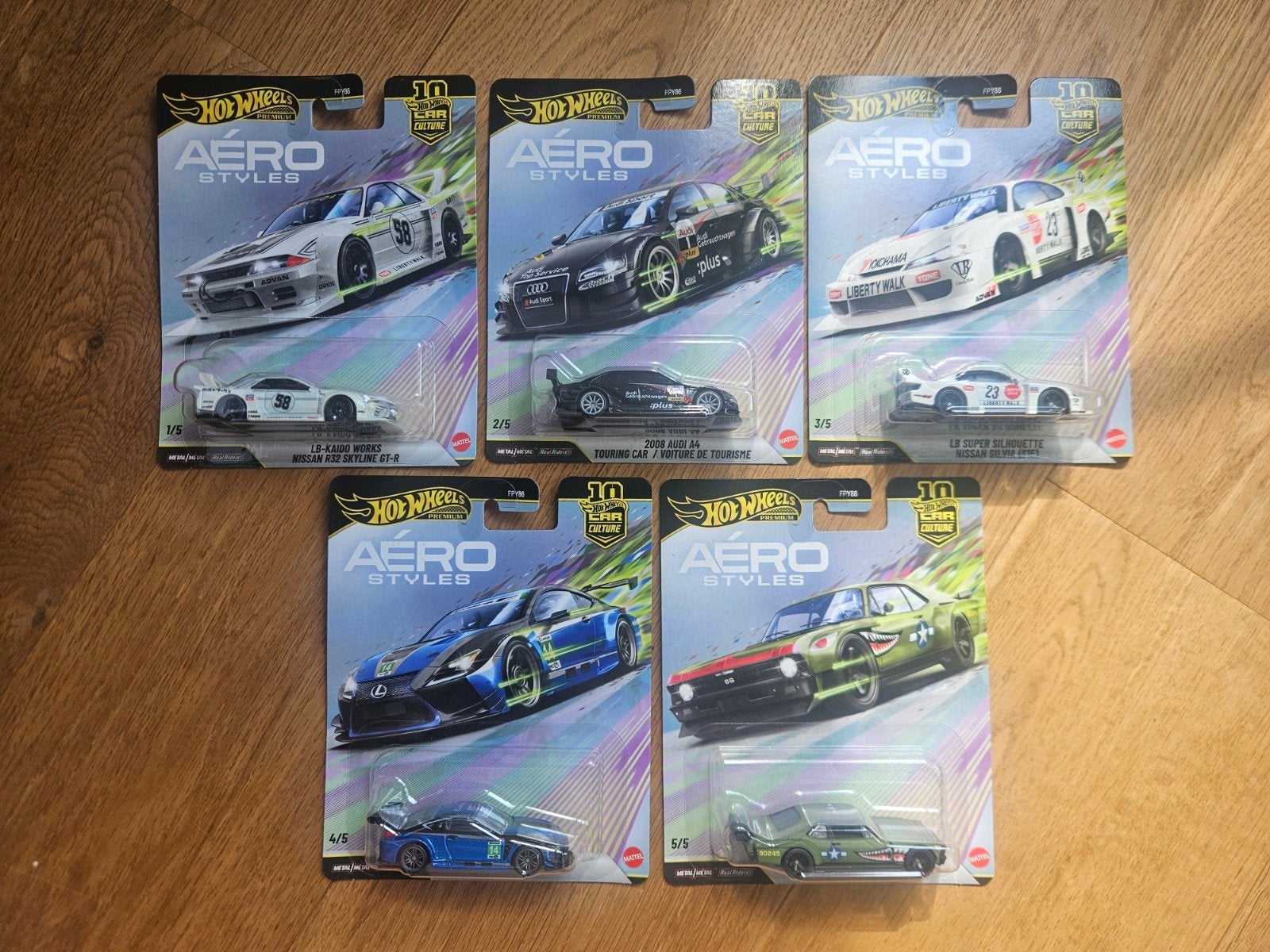 Hot Wheels Aero Styles complete set (5 stuks), Overige merken, 1:50 of kleiner, Auto, Nieuw