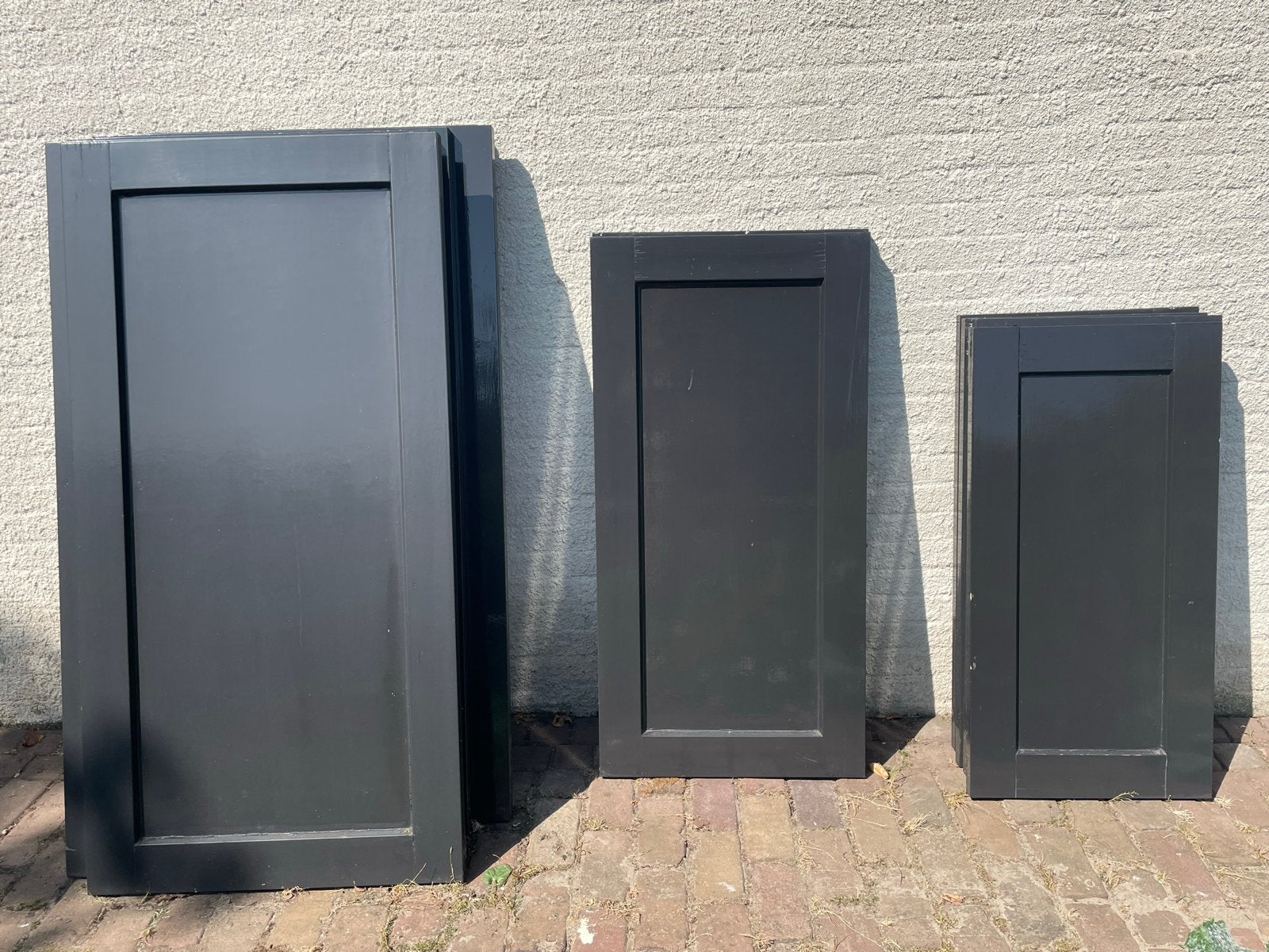 12 houten raamluiken vensterluiken luiken, Doe-het-zelf en Verbouw, Glas en Ramen, Ophalen, Gebruikt, Minder dan 80 cm, Overige typen