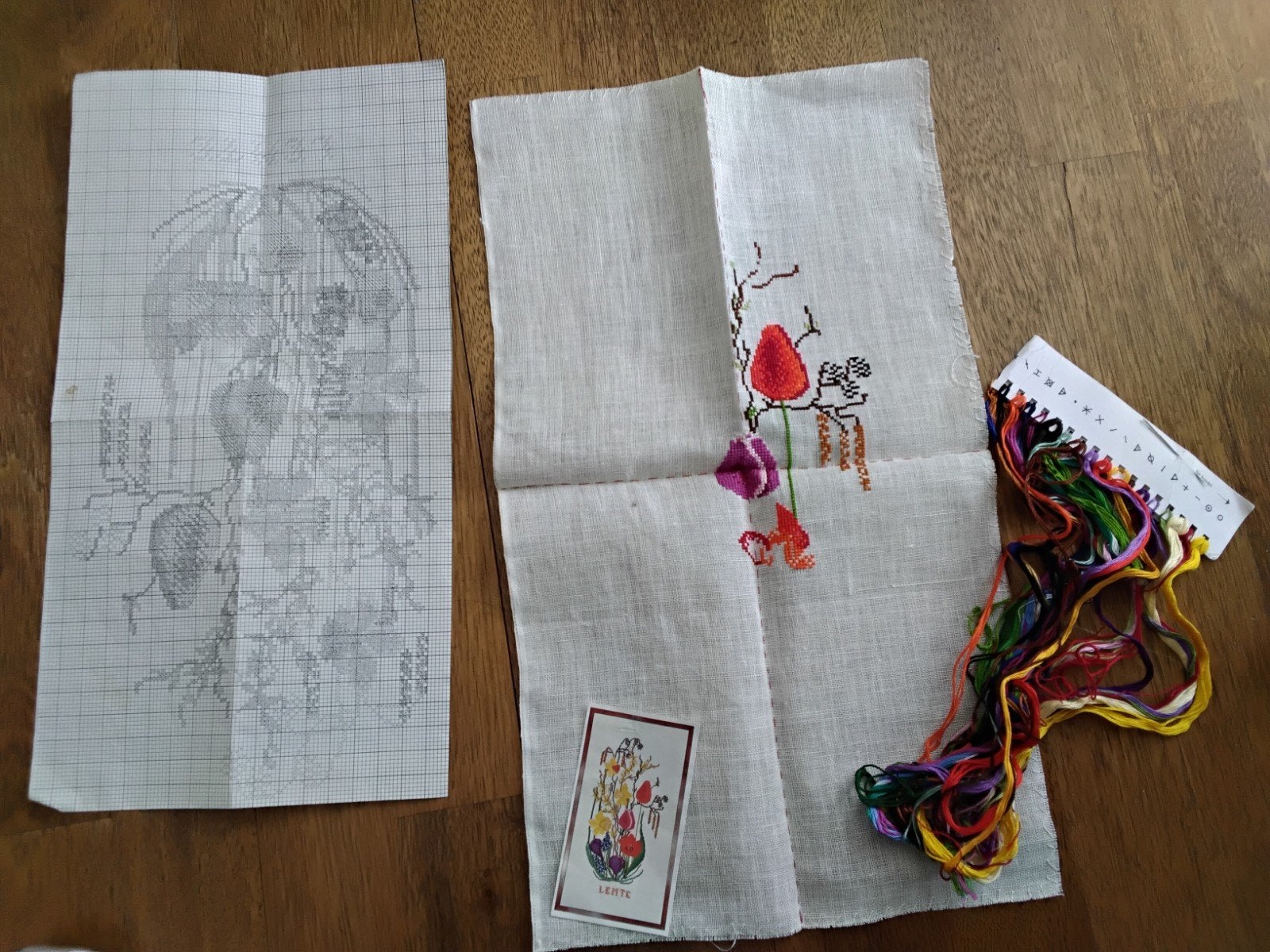 Borduurpakket met telpatroon  lente, Hobby en Vrije tijd, Borduren en Borduurmachines, Ophalen of Verzenden, Nieuw, Handborduren