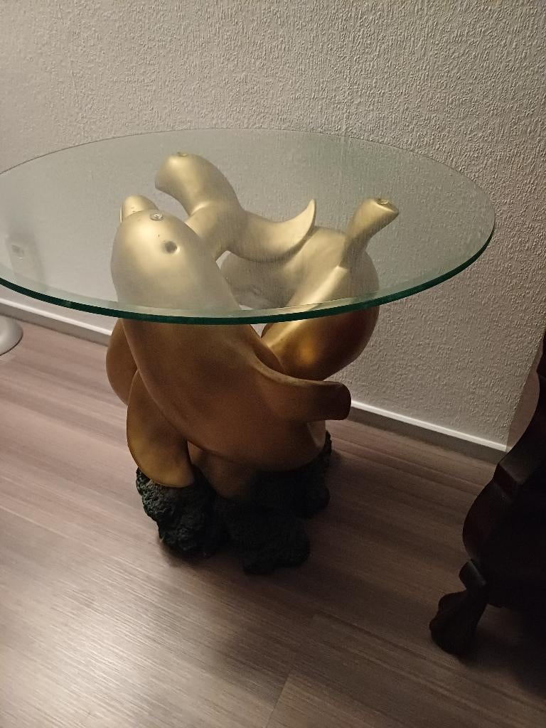 Dolfijnen tafel, Huis en Inrichting, Ophalen, 50 tot 75 cm, Rond, 50 tot 100 cm