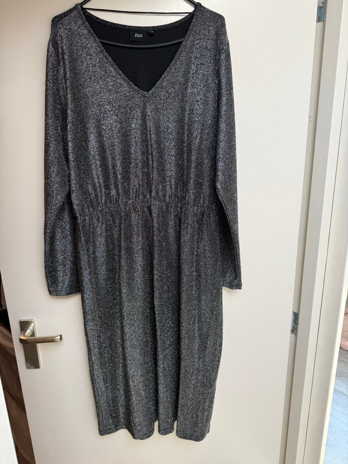 Nieuwe zizzi glitterjurk maat S grijs zwart, Zwart, Maat 46/48 (XL) of groter, Nieuw, Ophalen of Verzenden