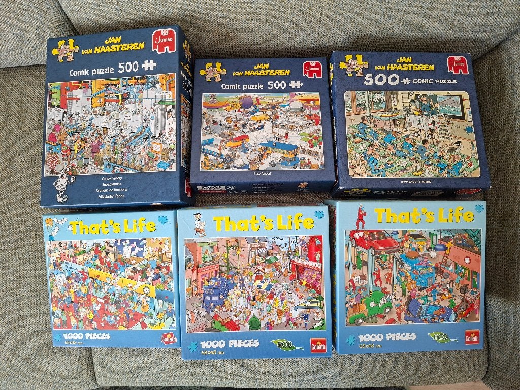 6 puzzels Jan van Halsteren nieuw, Ophalen of Verzenden, 500 t/m 1500 stukjes, Nieuw, Legpuzzel