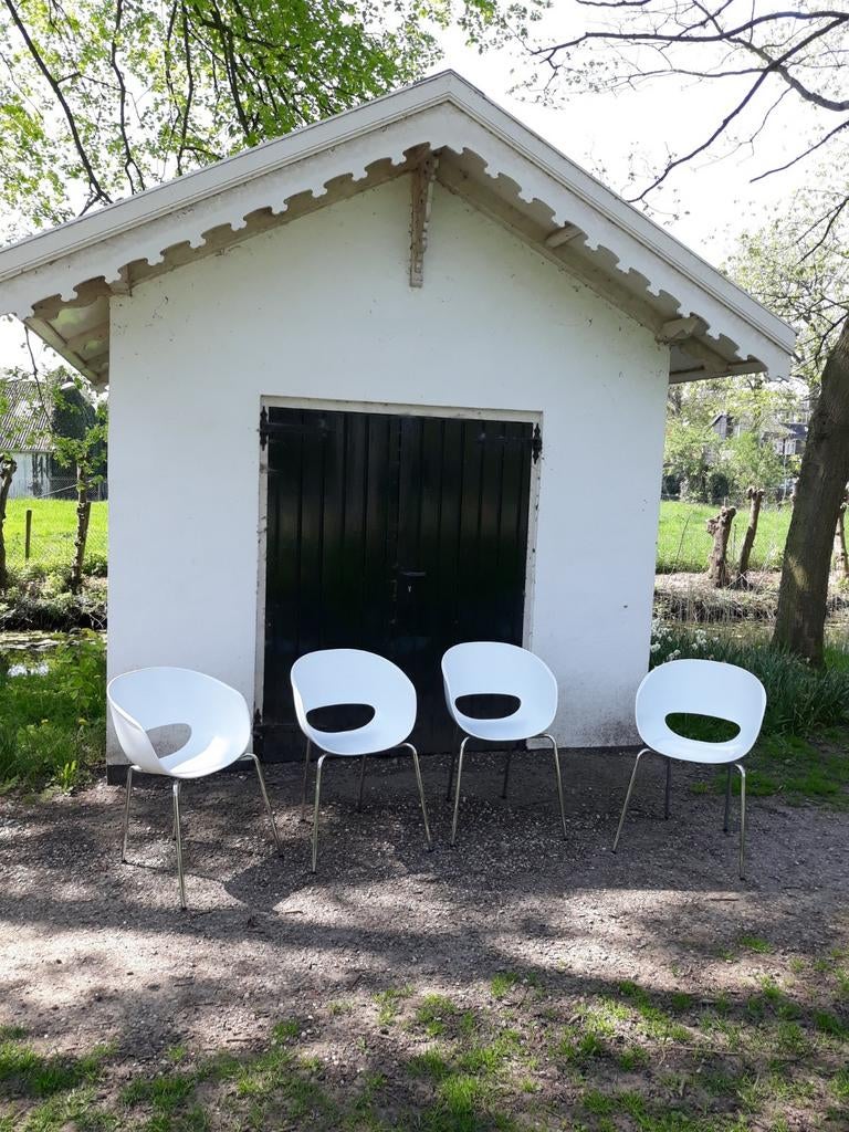 KARAT kuipstoel 4 st. Eetkamerstoelen stoelen, Huis en Inrichting, Ophalen, Vintage design Mid Century jaren 60 70 80, Wit, Vier