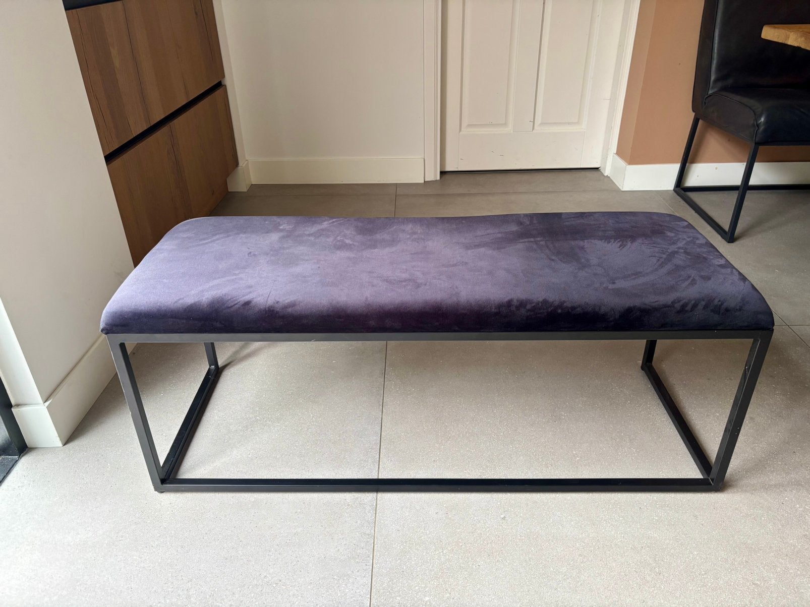 Zwart fluwelen bankje, Ophalen, Minder dan 50 cm, Gebruikt, 100 tot 125 cm