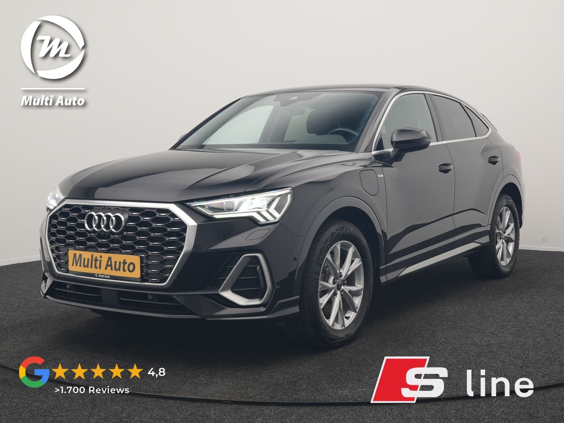 Audi Q3 Sportback 45 TFSI e 2x S Line PHEV 245pk Dealer O.H, Auto's, Dealer onderhouden, Gebruikt, Zwart, Verwarmde buitenspiegels