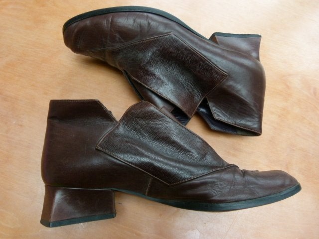 Anna Gatti vintage jaren 60 hoekige blokhak maat 37, Schoenen met lage hakken, Bruin, Ophalen of Verzenden, Zo goed als nieuw