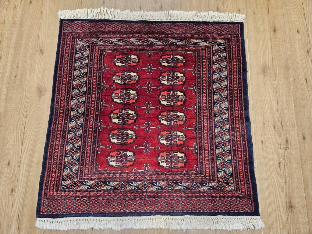 Vintage handgeknoopt oosters tapijt bochara 103x94, Info@SlatsAntiek.nl, Tweedehands, 100 tot 150 cm, Perzisch