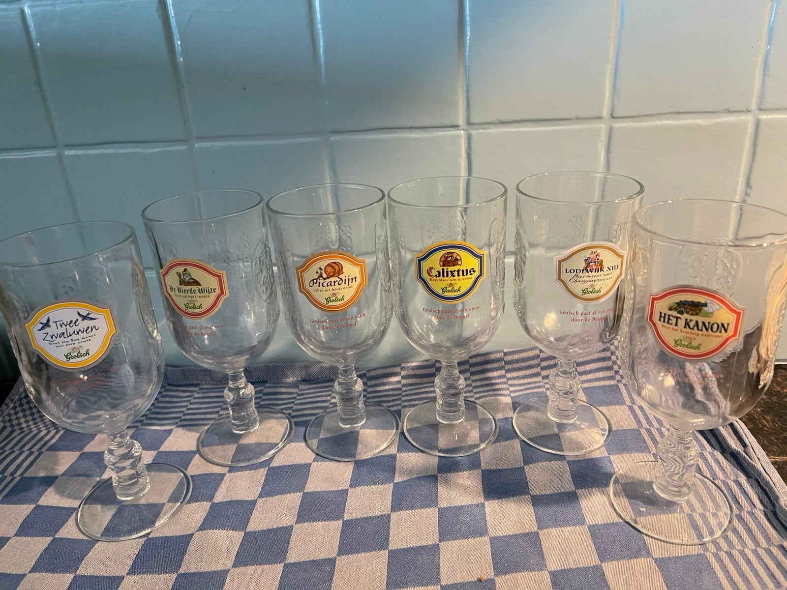6x Grolsch bierglas, Ophalen, Glas of Glazen, Overige stijlen, Glas