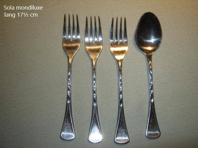 Sola mondiluxe bestek, versierde vorken + lepel / eetlepel, Ophalen of Verzenden, Sola, Rvs of Chroom