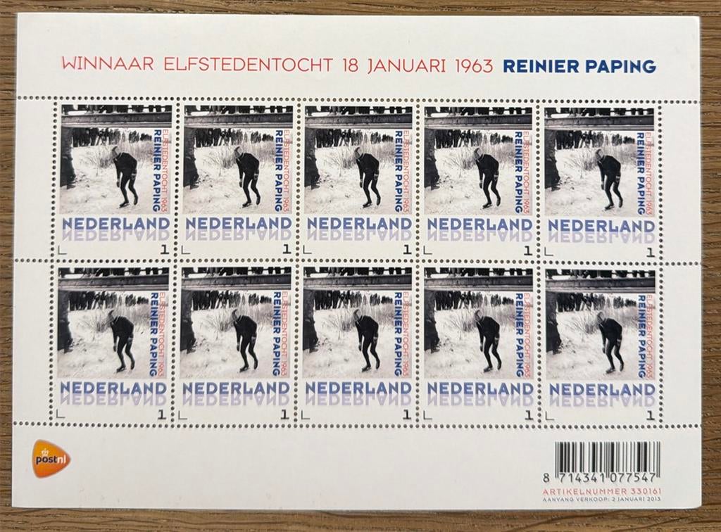 Postzegels pf. Winnaar Elfstedentocht, Reinier Paping, Postzegels en Munten, Postzegels | Nederland, Ophalen of Verzenden, Na 1940