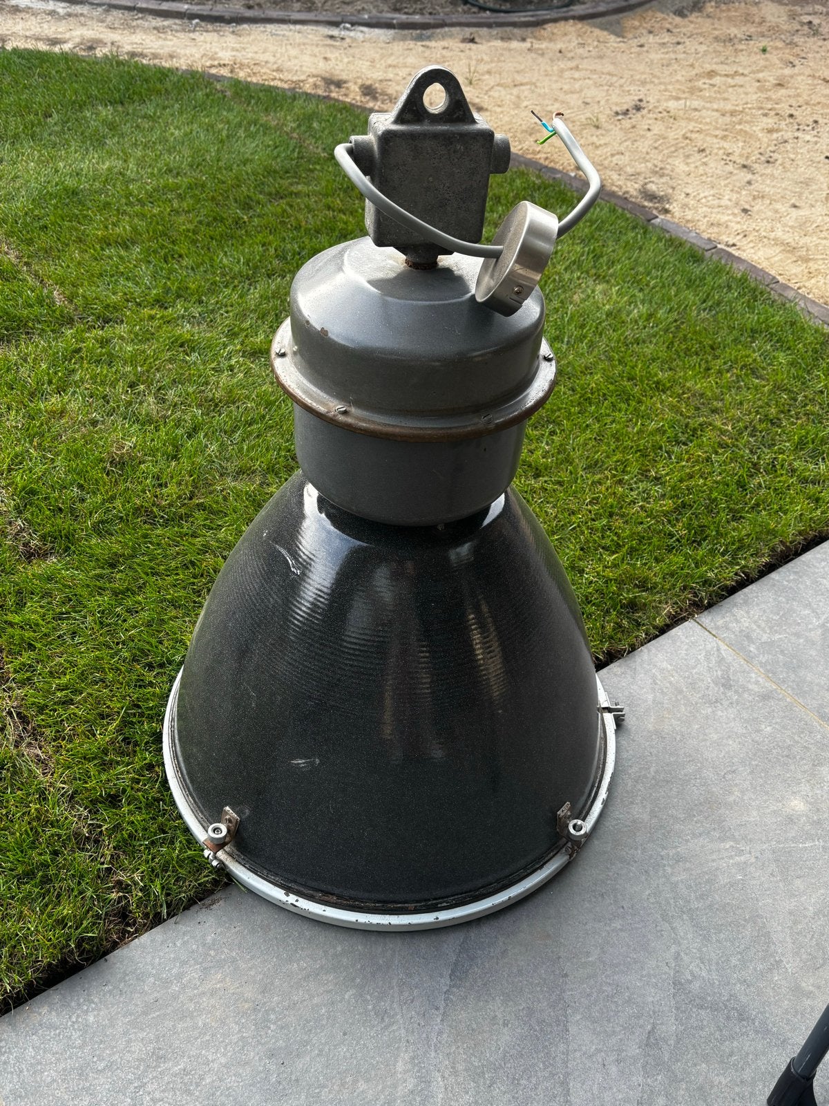 Industriële hanglamp - Vintage fabriekslamp, Ophalen, Gebruikt, Metaal, E27 (groot)