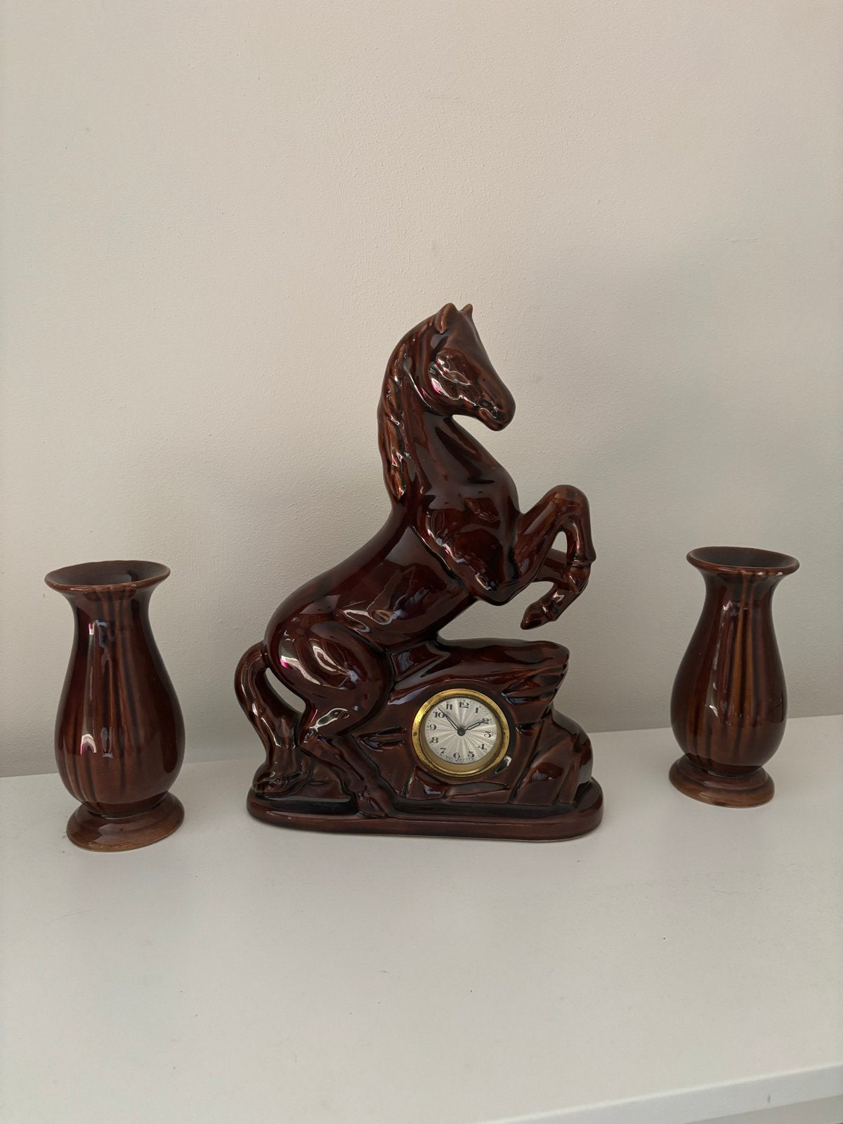 Vintage West Germany Schouwmantel Stel Paard en Vazen, Antiek en Kunst, Ophalen of Verzenden