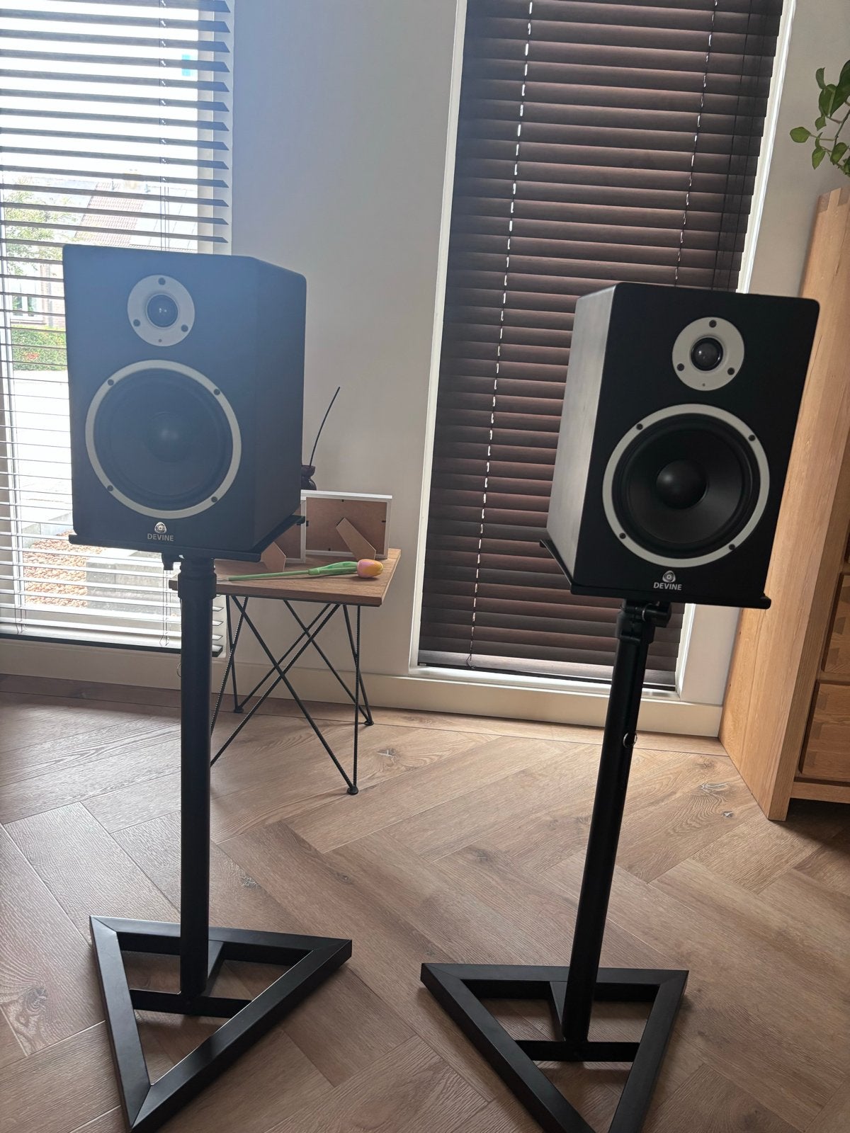 Devine MR-6A Studiomonitoren met standaarden, Studiomonitor, Inclusief standaarden, Zo goed als nieuw, 60 tot 120 watt