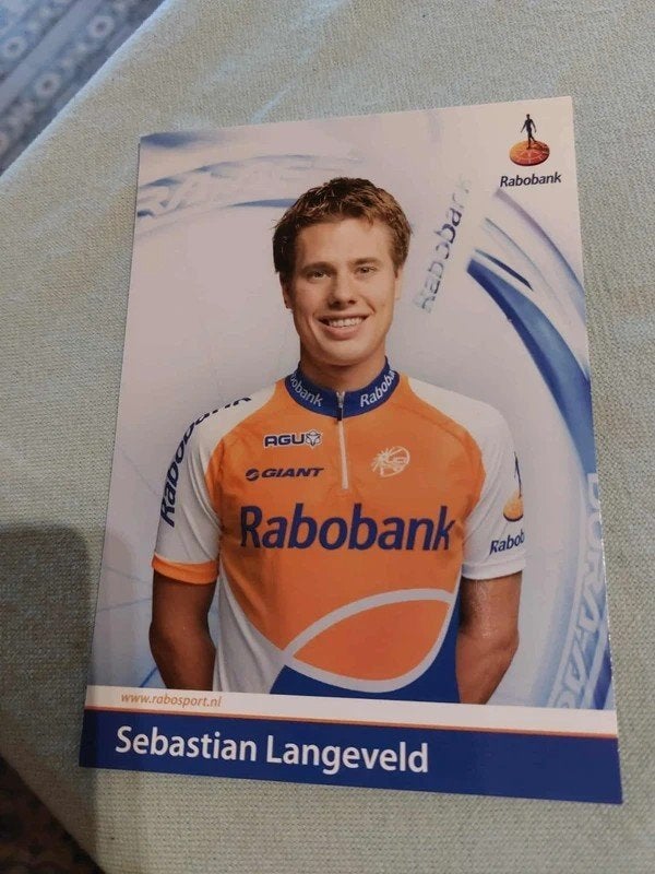 Rabobank wielrenner Sebastian Langeveld wielerkaart, Verzamelen, Ophalen of Verzenden, Zo goed als nieuw, Overige sporten, Spelerskaart