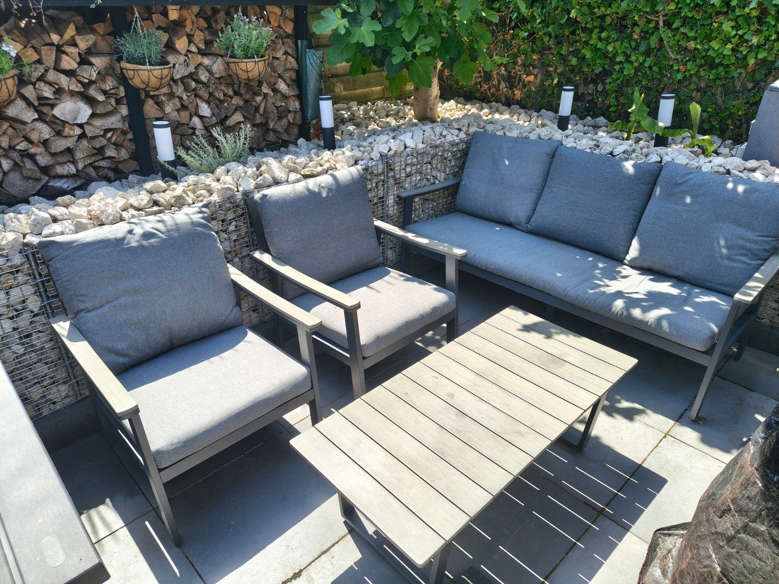 5 persoons loungeset te koop, Tuin en Terras, Ophalen, 5 zitplaatsen, Gebruikt, Aluminium