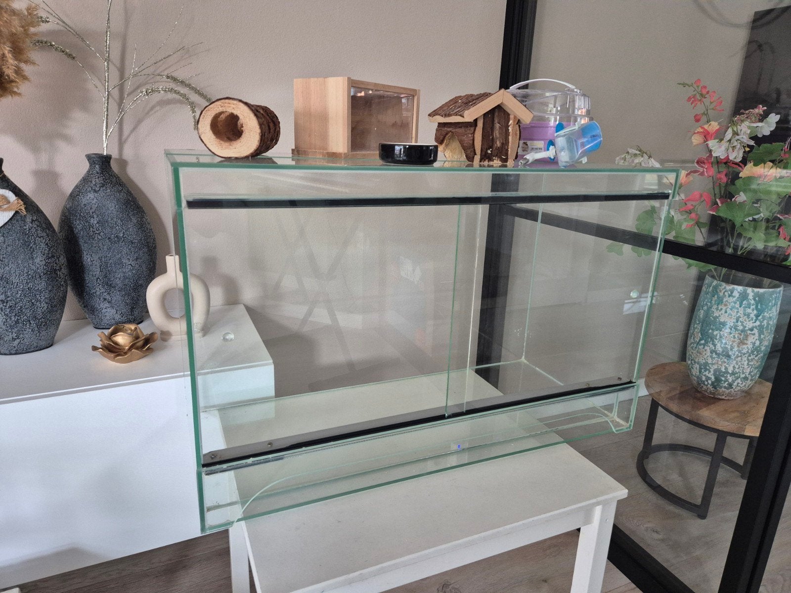 Glazen hamster kooi met schuifdeuren, Ophalen, Gebruikt