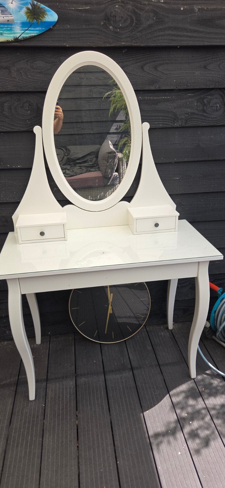 IKEA HEMNES Toilettafel met spiegel, wit, 100x50 cm, Ophalen, Gebruikt, 100 tot 150 cm, 50 tot 100 cm