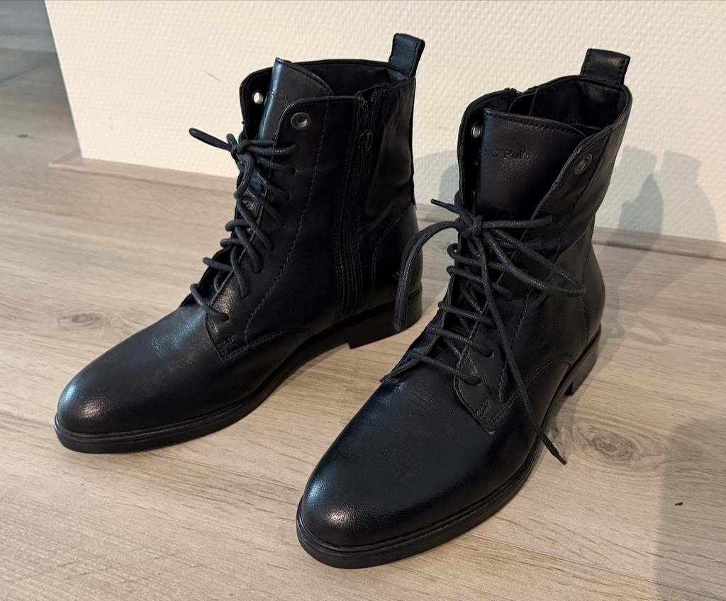 NIEUW Marc O'Polo leren veterlaarzen dames - Zwart, mt 39, Zwart, Lage of Enkellaarzen, Nieuw, Ophalen of Verzenden