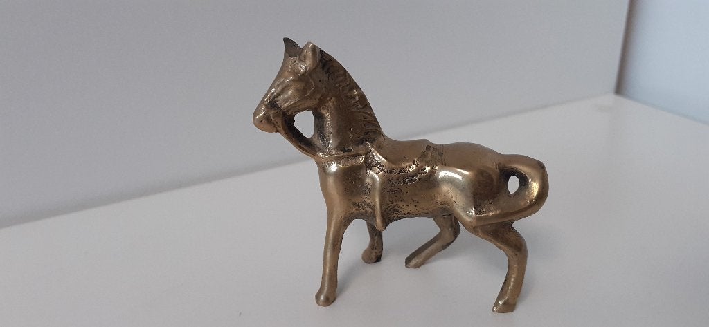 Bronzen paard met zadel (075), Antiek en Kunst, Antiek | Koper en Brons, Ophalen of Verzenden, Brons