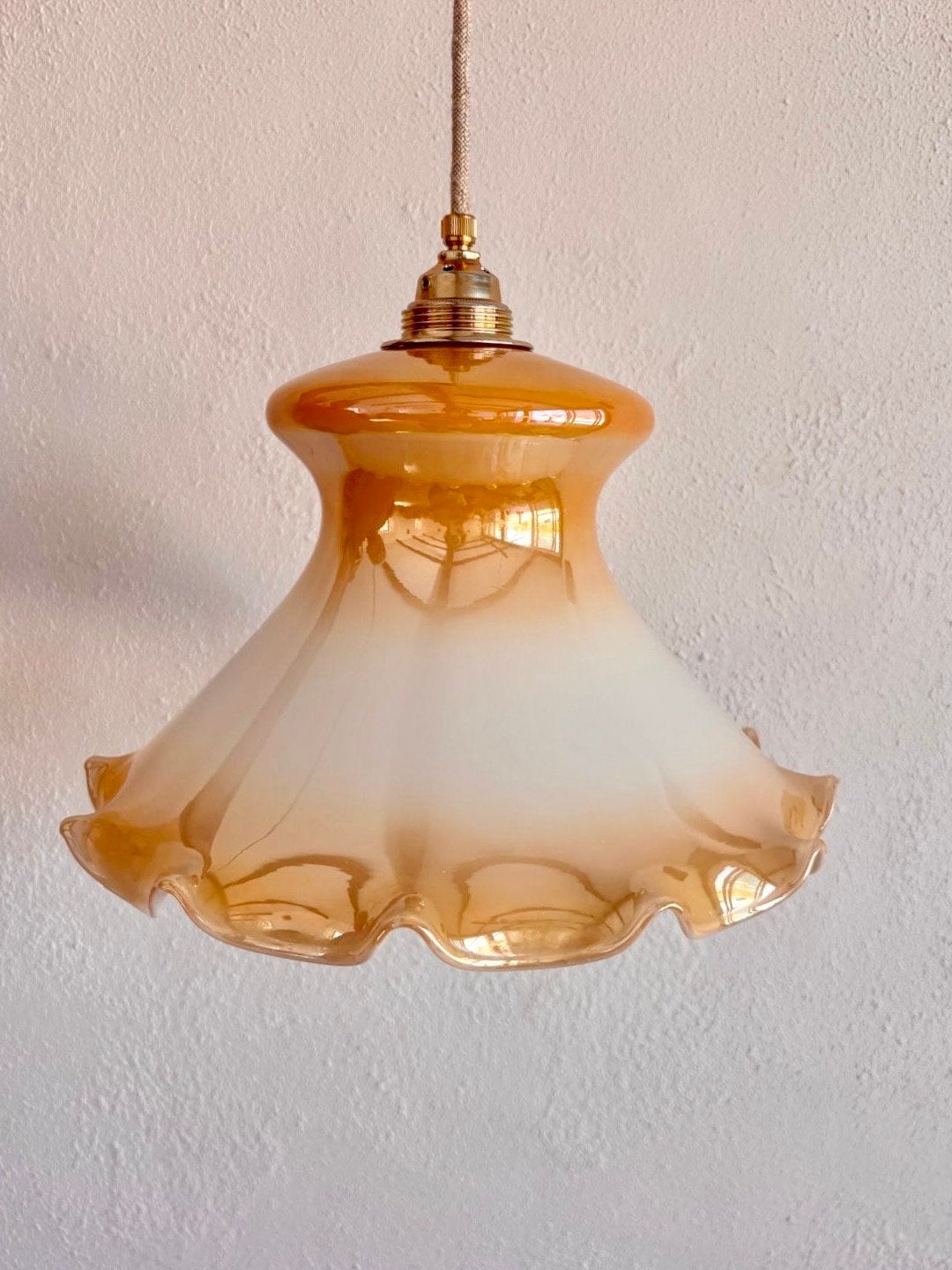 Sunset Pearl: wat grotere Vintage Hanglamp, Huis en Inrichting, Lampen | Hanglampen, Verzenden, Nieuw, Metaal, E27 (groot)