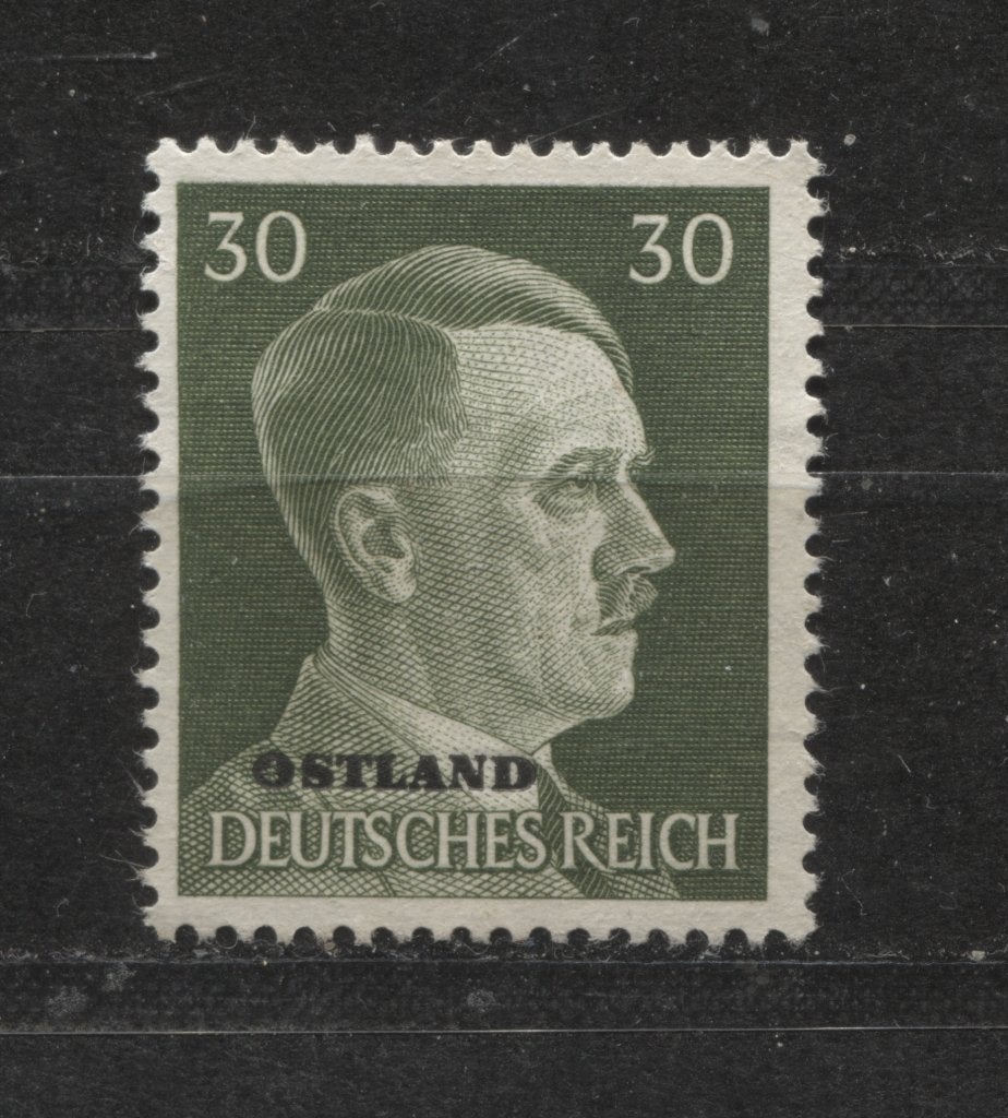 Duitse Adolf H ongebruikte postzegel (O6): opdruk Ostland, Verzenden, Landmacht, Duitsland, Foto of Poster