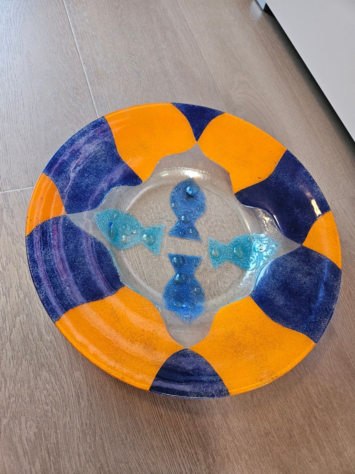 Decoratieve schaal met vissen - Oranje en Blauw, Ophalen of Verzenden