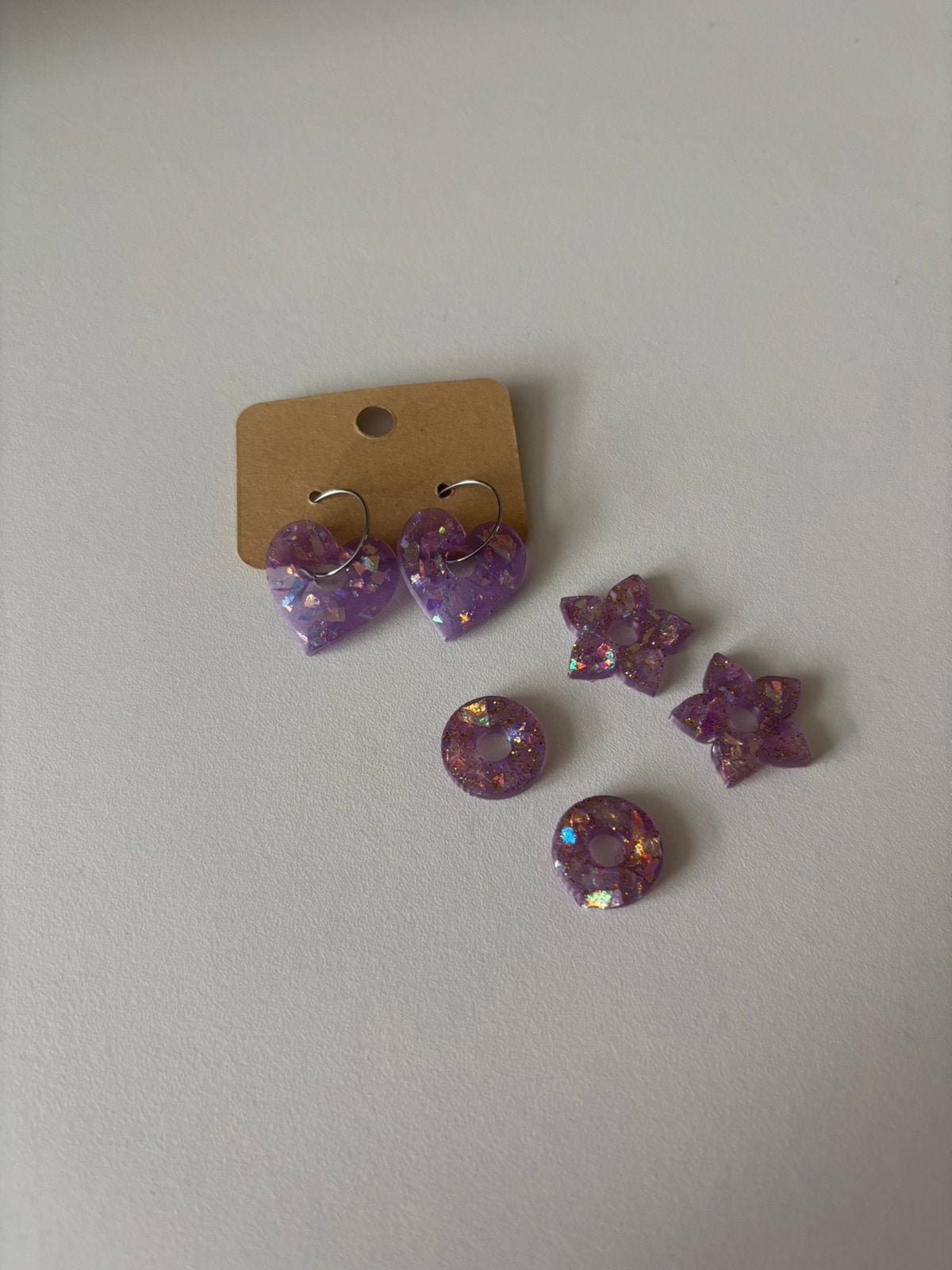 Oorbellen van epoxy, Overige materialen, Hangers, Paars, Nieuw