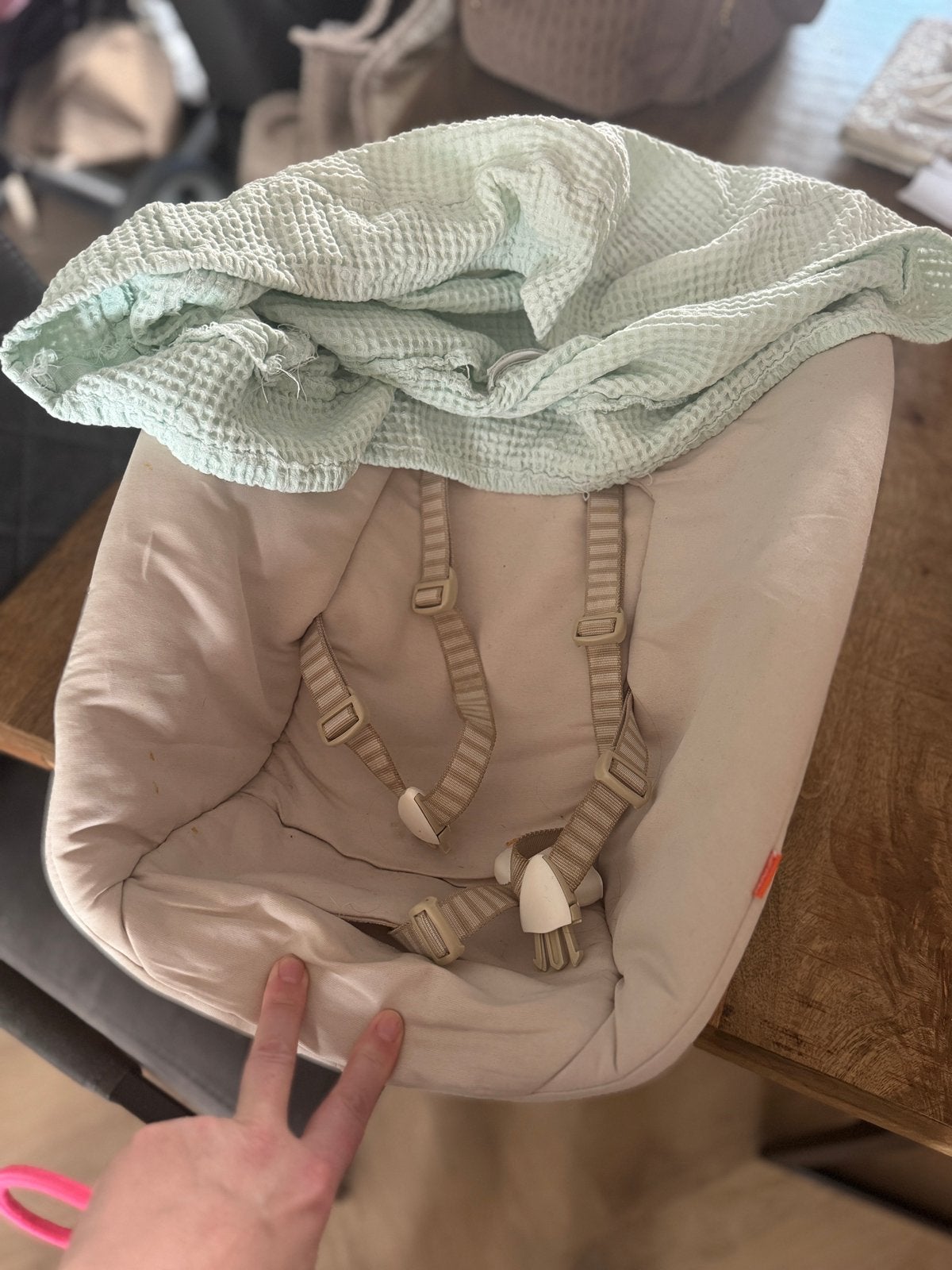 Stokke newborn seat, Ophalen of Verzenden, Gebruikt, Hangstoel, Aanschuifbaar