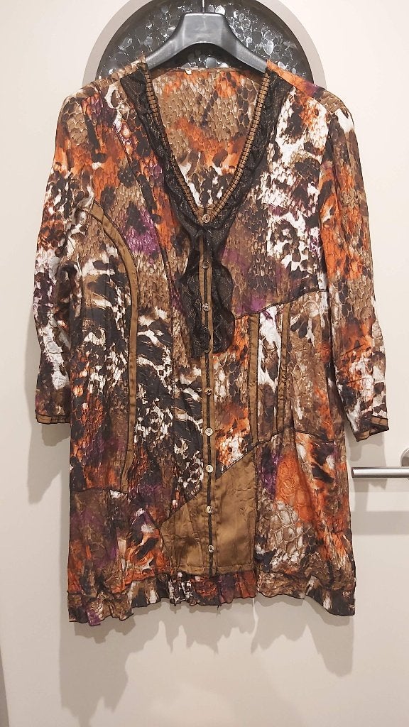 Biba, tuniek met Dierenprint en Kant, XL, Kleding | Dames, Blouses en Tunieken, Ophalen of Verzenden, Zo goed als nieuw, Maat 46/48 (XL) of groter
