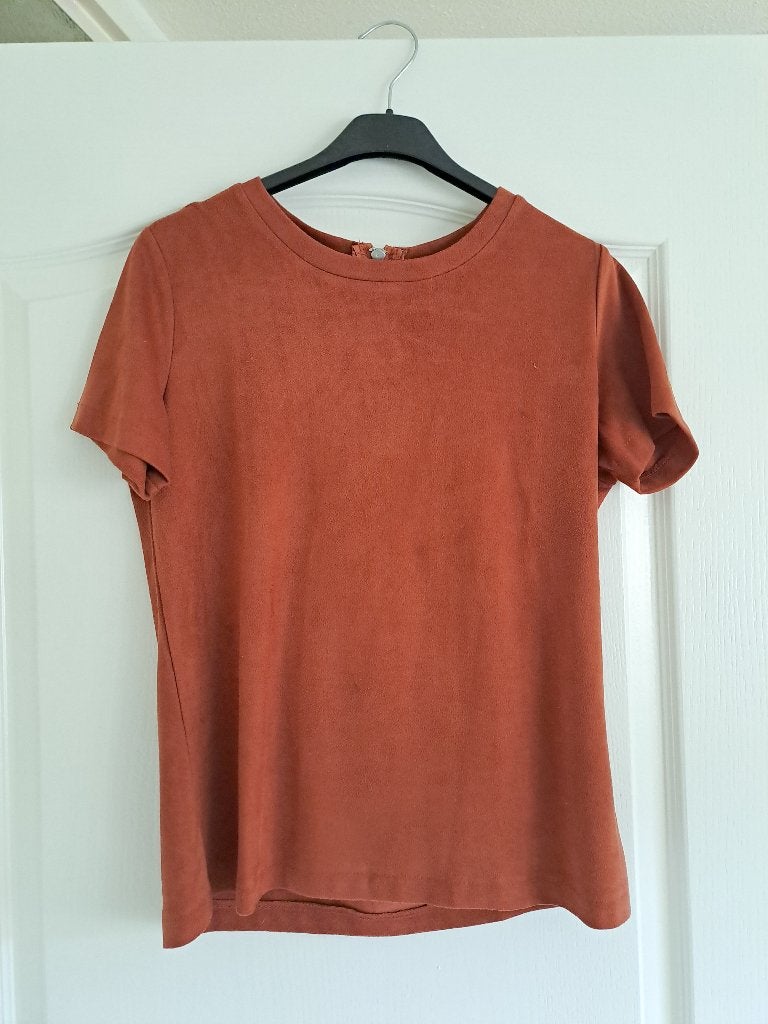 Costes shirt top maat S 36 roestbruin suede, Bruin, Ophalen of Verzenden, Zo goed als nieuw, Korte mouw