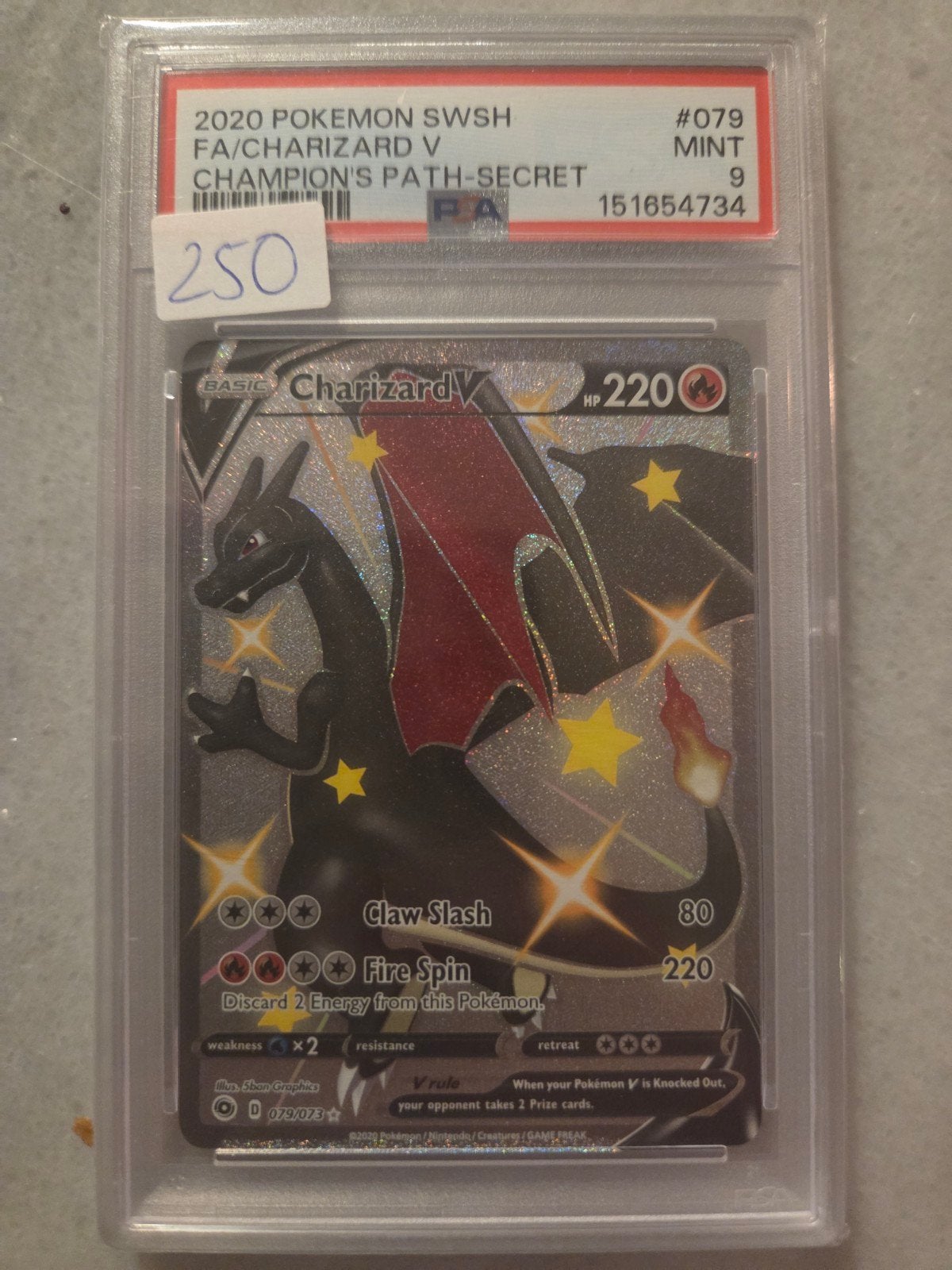 charizard v #079 psa 9, Ophalen of Verzenden, Zo goed als nieuw