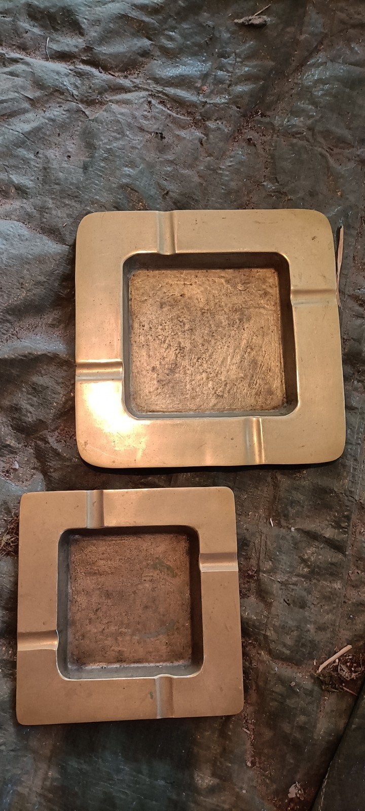 Set van 2 vintage messing asbakken, Antiek en Kunst, Ophalen of Verzenden