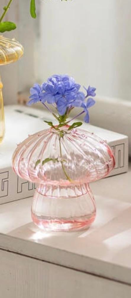Glazen vaasje in paddenstoel vorm, Ophalen of Verzenden, Zo goed als nieuw, Overige kleuren, Glas