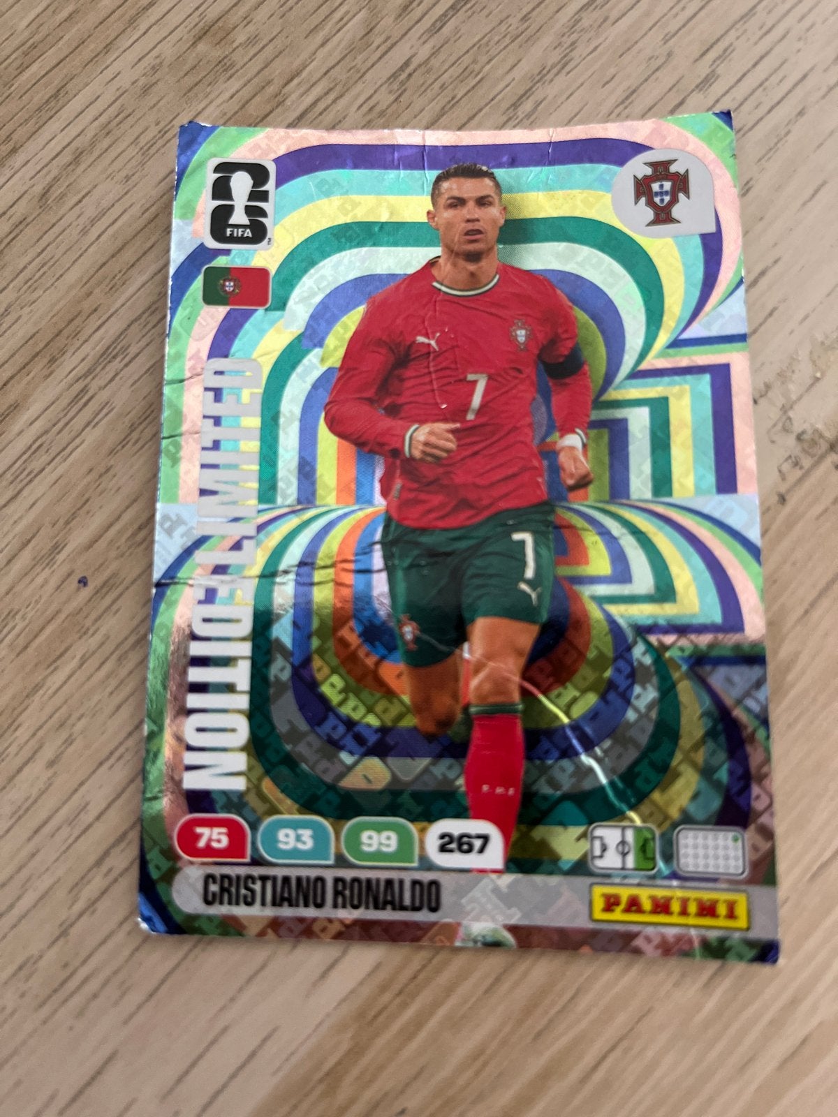 Cristiano Ronaldo Panini FIFA Limited Edition Kaart, Ophalen of Verzenden, Gebruikt, Buitenlandse clubs, Spelerskaart