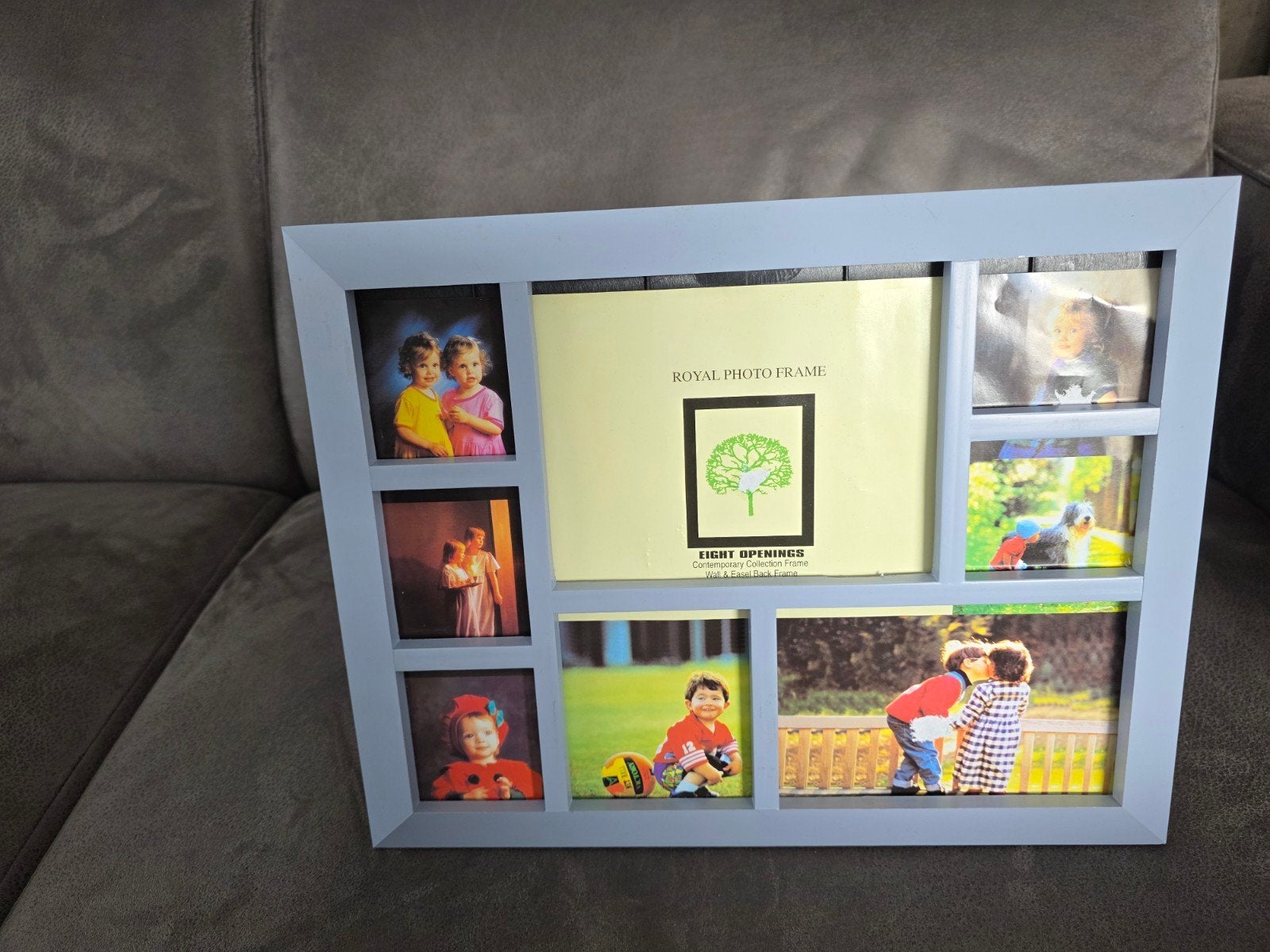 blauwe fotolijst voor meerdere foto's, Huis en Inrichting, Kunststof, Hangend, Blauw, Zo goed als nieuw