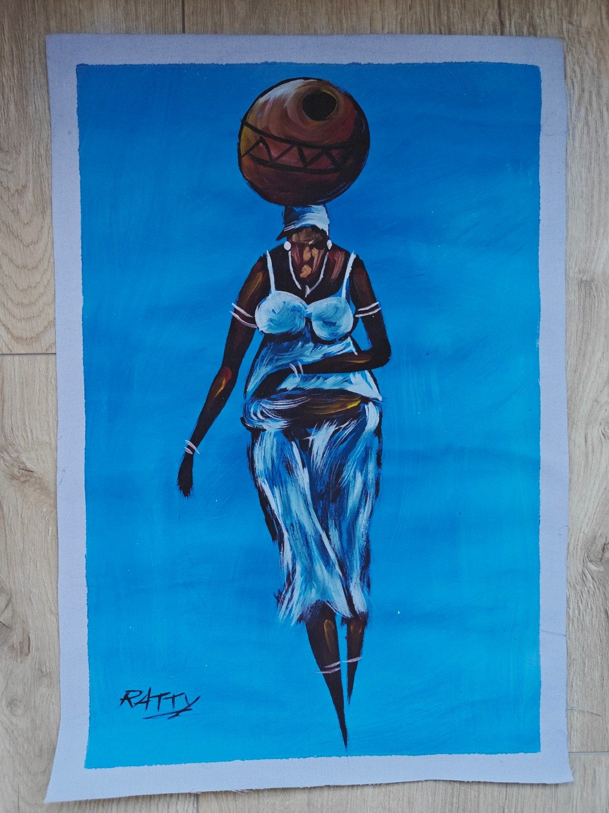 Afrikaanse straatkunst uit Ghana - Originelen, Afrika, Ophalen of Verzenden, Geschilderd, Meerkleurig