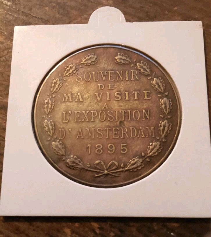Souvenir Medaille Expositie Amsterdam 1895, Ophalen of Verzenden, Brons, Nederland