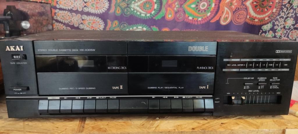 AKAI HX- A305W dual cassette player, Ophalen of Verzenden
