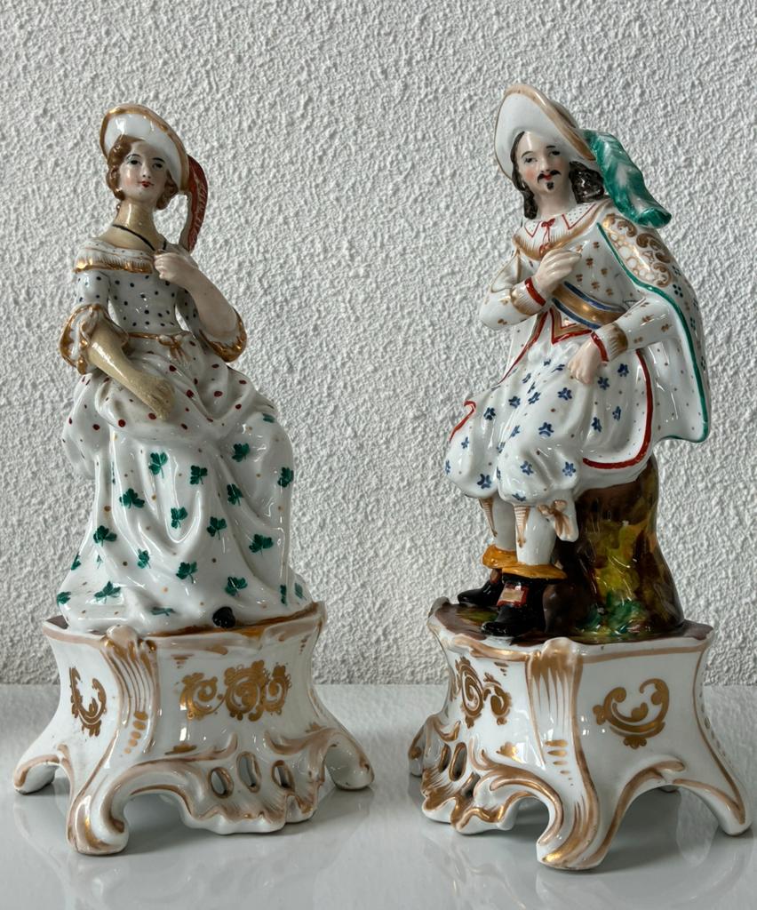 Antieke Franse porseleinen vieux PARIS beeldjes zeer mooi., Ophalen of Verzenden