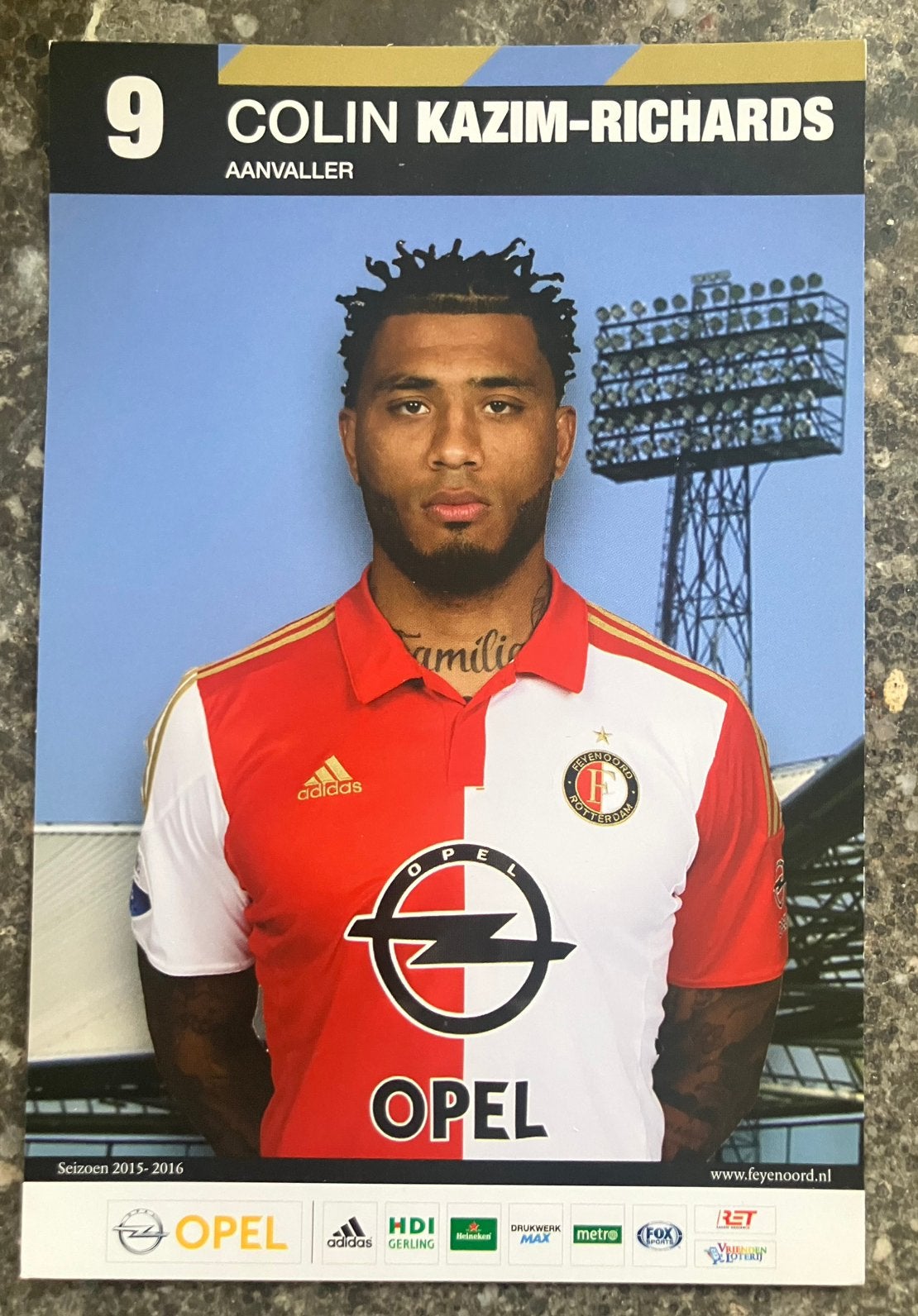 Colin Kazim-Richards - feyenoord - spelerskaart, Verzamelen, Ophalen of Verzenden, Zo goed als nieuw, Feyenoord, Spelerskaart