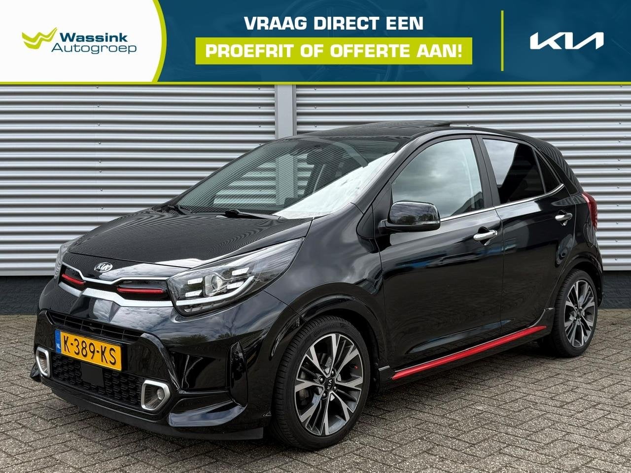 Kia Picanto 1.0 T-GDi 100pk 5-zits GT-Line | Schuif/Kantelda, Auto's, Voorwielaandrijving, Gebruikt, Zwart, Origineel Nederlands