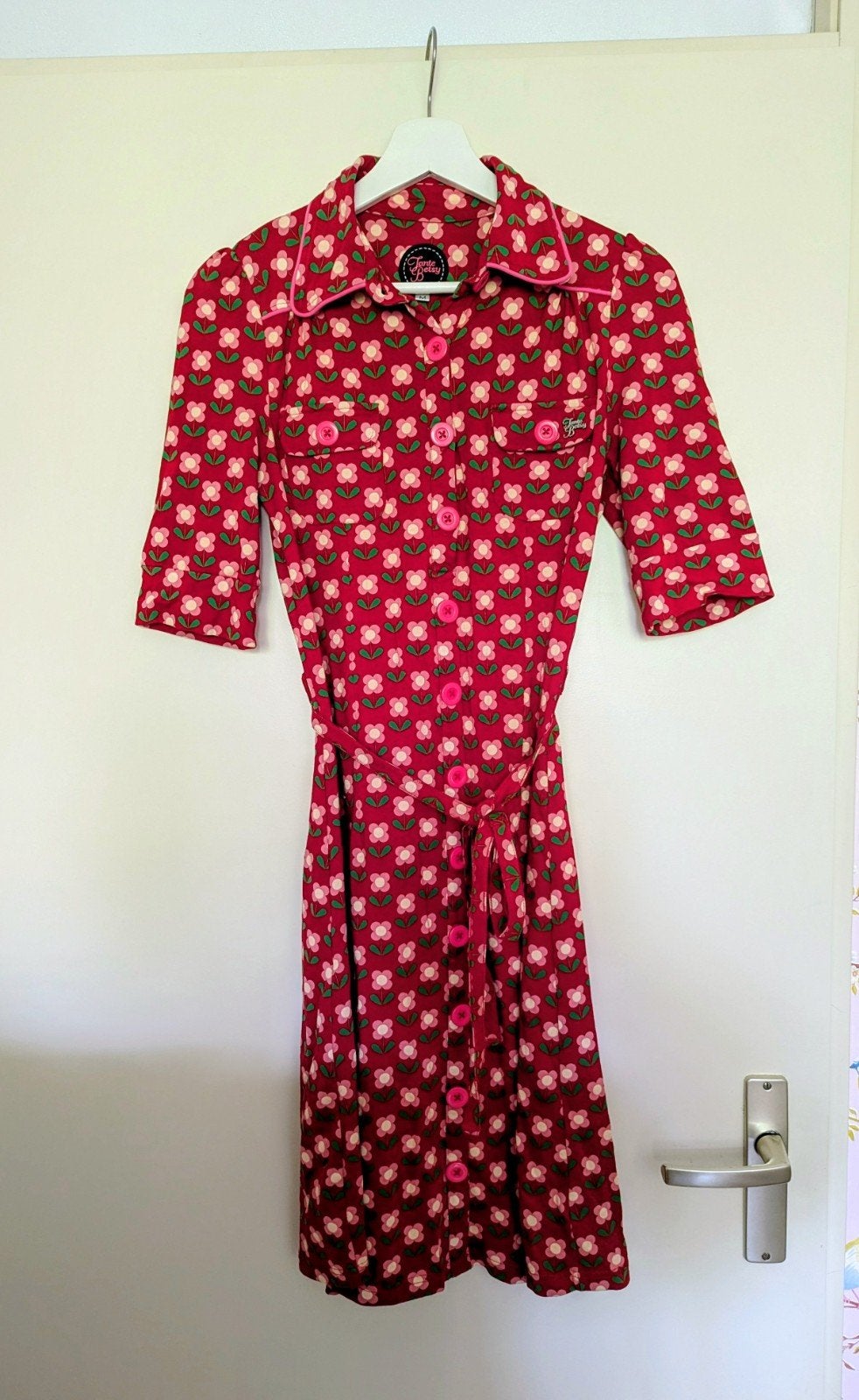 jurk tante Betsy maat M, Tante Betsy, Zo goed als nieuw, Knielengte, Rood