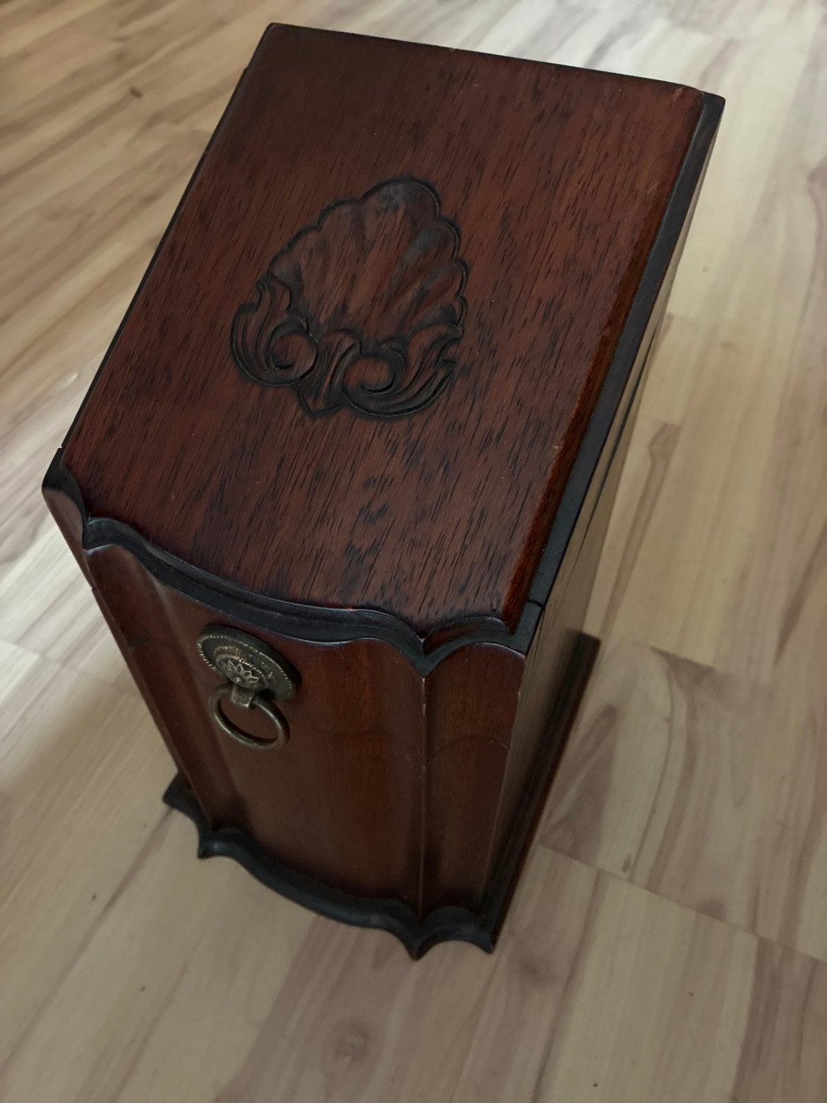 Antieke houten bestekdoos met compartimenten, Antiek en Kunst, Ophalen of Verzenden