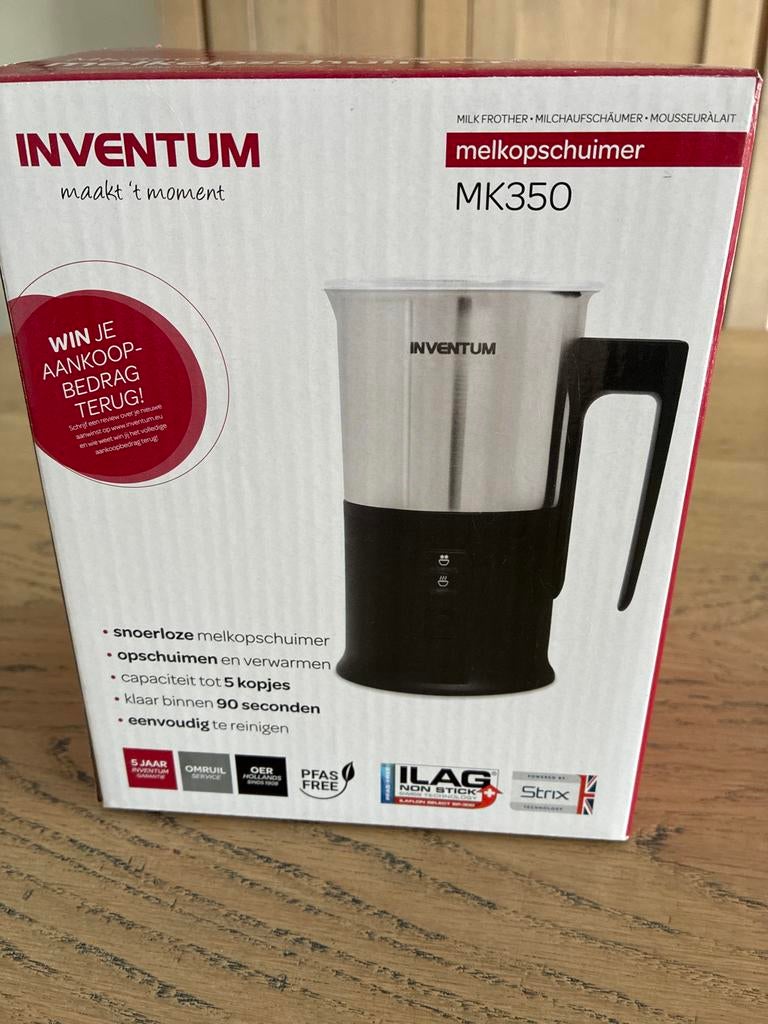 Inventum Melkopschuimer MK350 - Nieuw in verpakking, Witgoed en Apparatuur, Melkopschuimers, Ophalen of Verzenden, Nieuw, Elektrische melkopschuimer