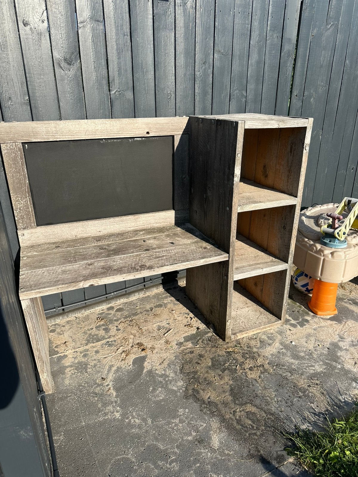 Speelmeubel steigerhout met krijtbord 150x 60 x 120, Ophalen, Zo goed als nieuw, Hout, Overige typen
