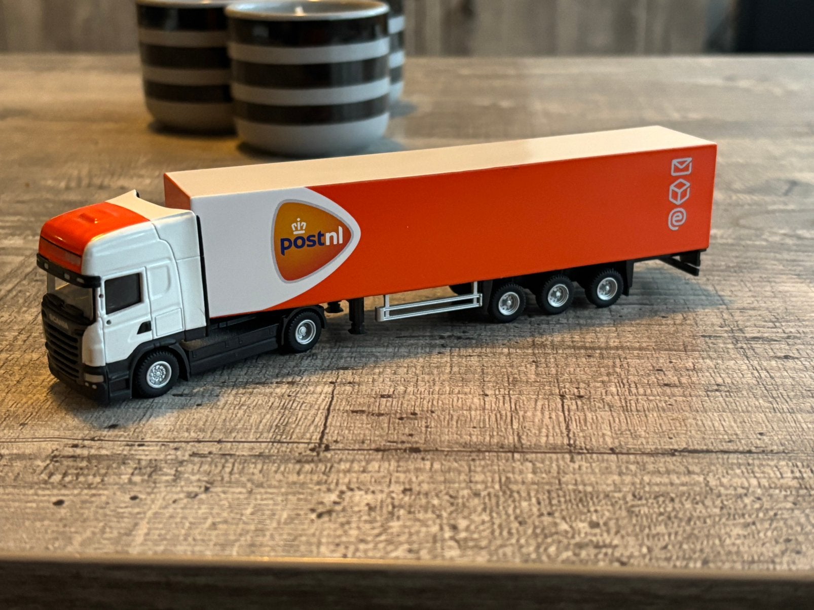 SCANIA R TOPLINE MET KASTENOPLEGGER POSTNL NIEUW IN DOOS!!!, Ophalen of Verzenden, Nieuw, Bus of Vrachtwagen, Overige merken