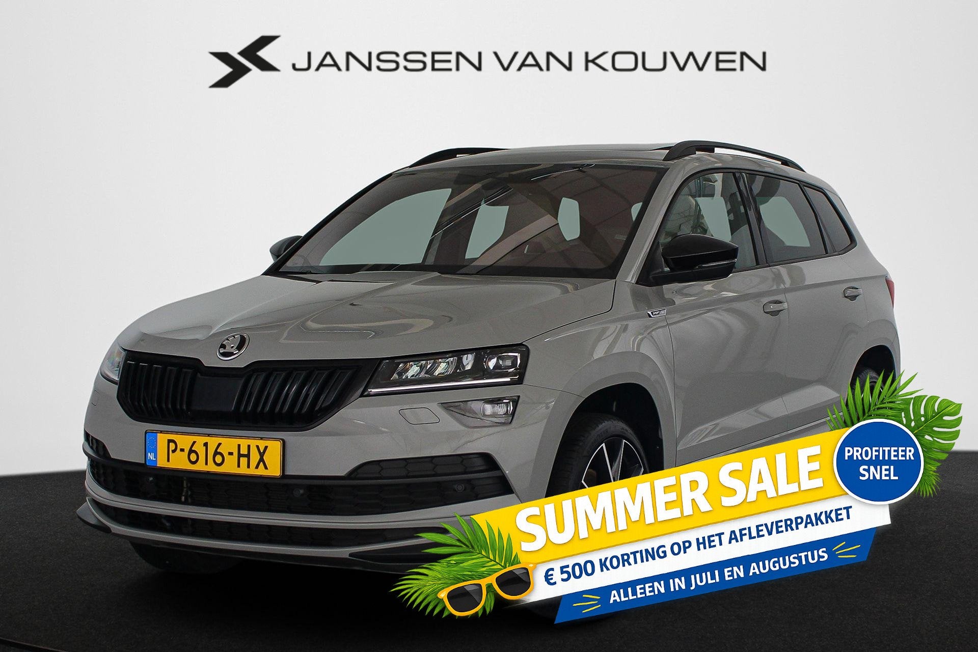 Skoda Karoq 1.5 TSI ACT Sportline Business Automaat Pano Tre, 4 cilinders, 19 km/l, SUV of Terreinwagen, Zilver of Grijs